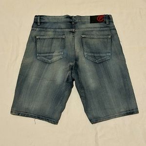 Sick washed ecko unltd patched jean shorts/jorts